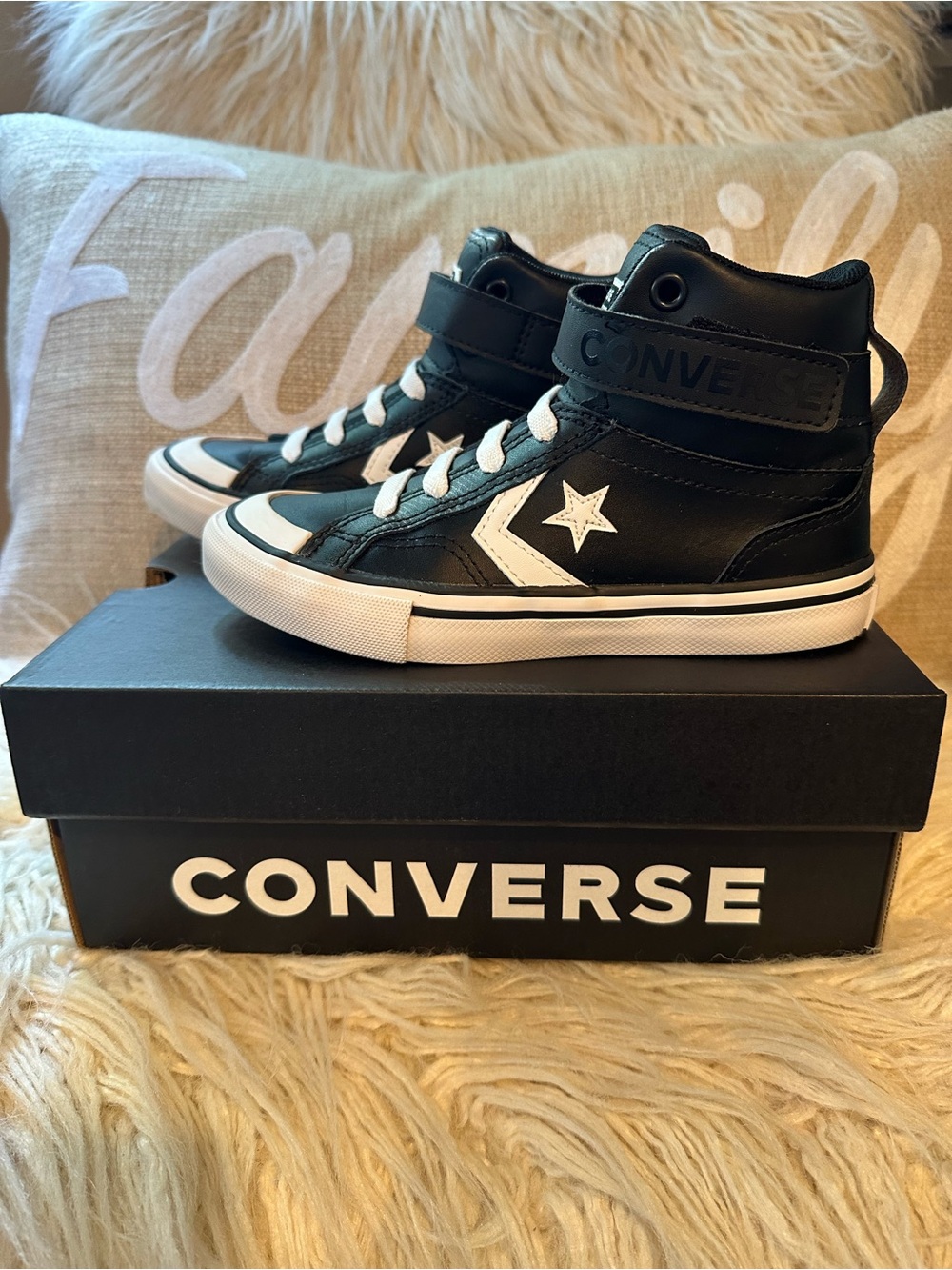 Converse Pro Blaze Strap Black High-Top Sneakers | Kids size 13